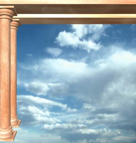 columns with cloud background