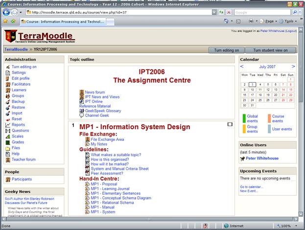 A Moodle Course - Vertical Scaffolding